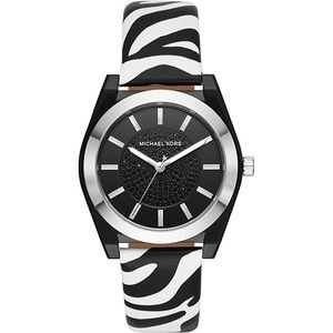 NWT Michael Kors Zebra Print Black Pave Watch